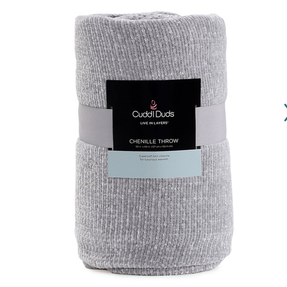 Cuddle Duds Live In Layers Chenille Throw 50" x 60" Gray Super Soft Christmas - Picture 2 of 5